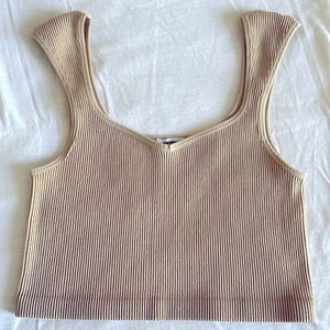 Cotton On Ribbed Crop Tank Tan XS/S
